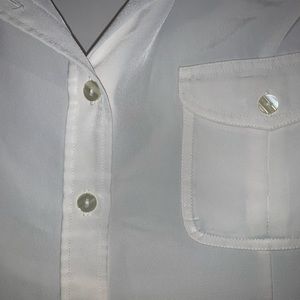 White sleepless button downed blouse